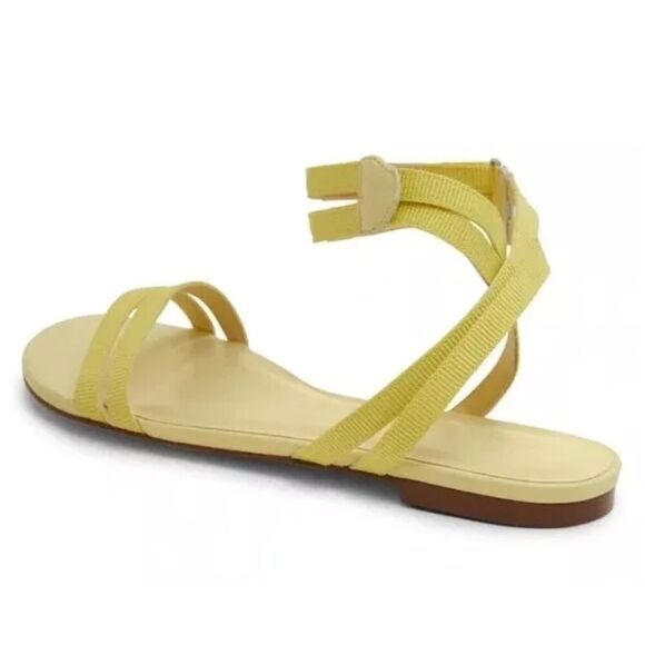 Rebecca Allen The Flat Two Strap Sandals Size 7 Citron Yellow Open Toe - Picture 3 of 8